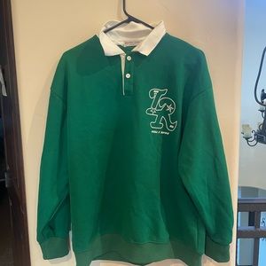 Green Streetwear Collared Sweater (L)